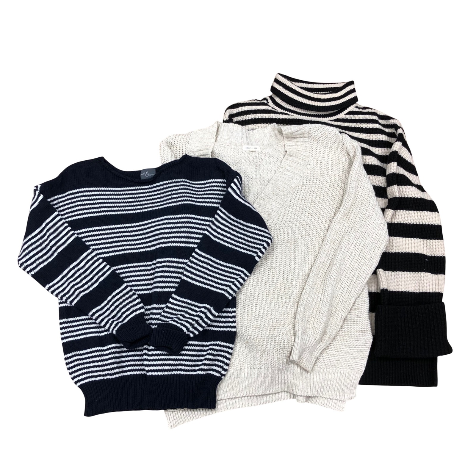 Mixed Brand Sweater Bundle Women Small Multi Color Striped Knit Lot 3pc